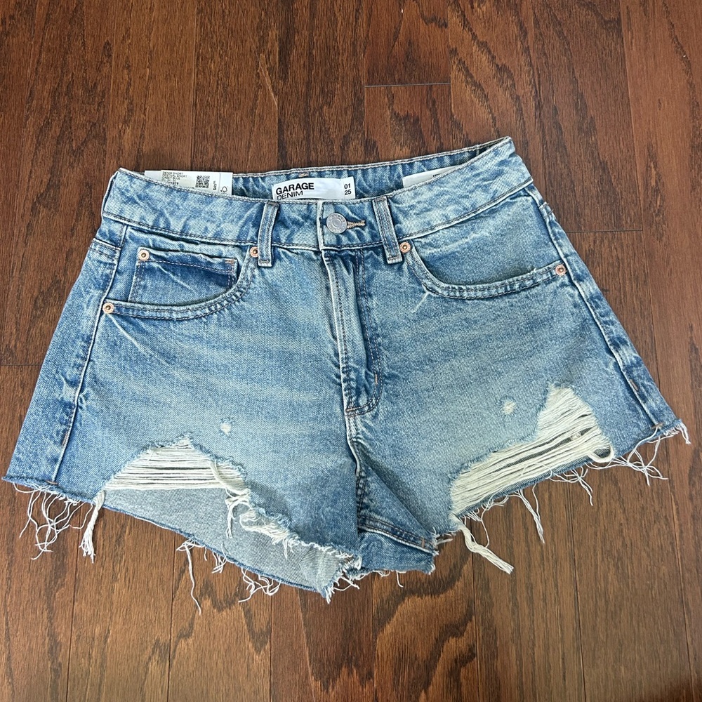 Garage Casey Light Blue Distressed Festival Denim Shorts